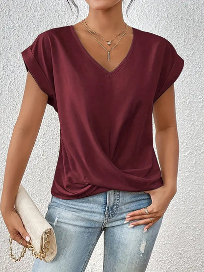 Pure Color V Neck T-Shirt