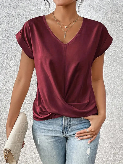 Pure Color V Neck T-Shirt