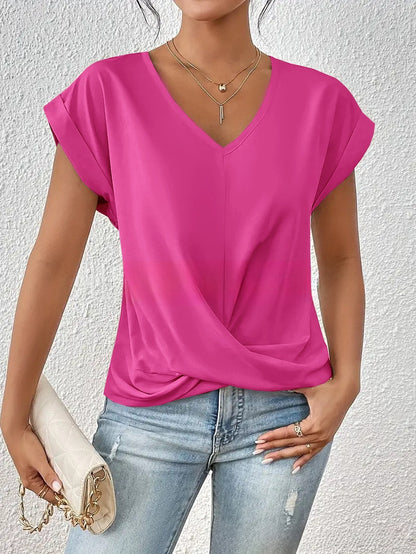 Pure Color V Neck T-Shirt