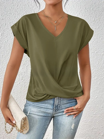 Pure Color V Neck T-Shirt