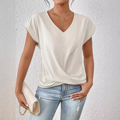 Pure Color V Neck T-Shirt