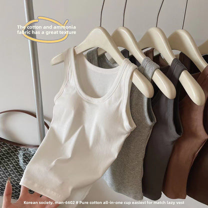 Pure cotton base vest with breast pads for women