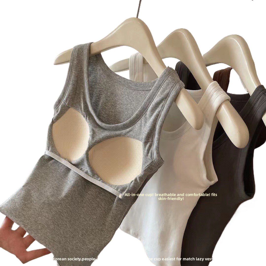 Pure cotton base vest with breast pads for women