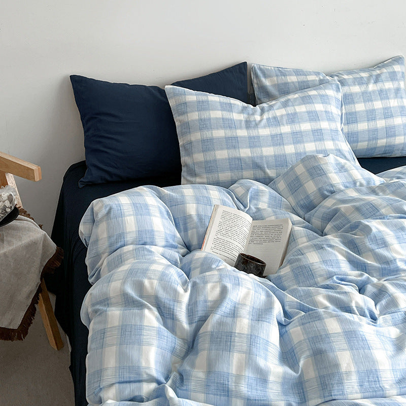 Pure Cotton Bed Sheet Set Minimalist Stripe Design