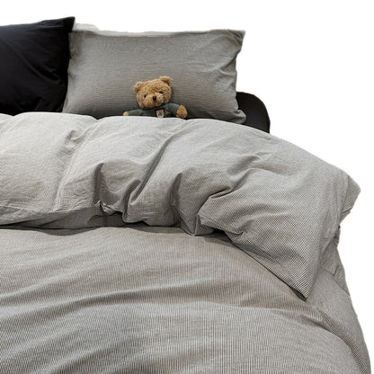 Pure Cotton Bed Sheet Set Minimalist Stripe Design