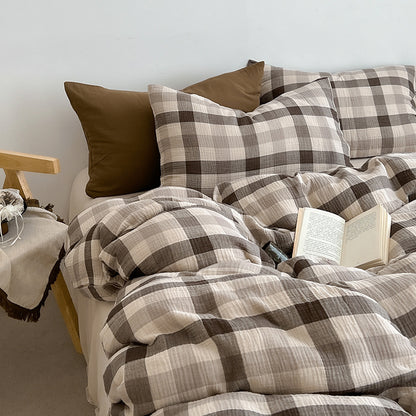 Pure Cotton Bed Sheet Set Minimalist Stripe Design