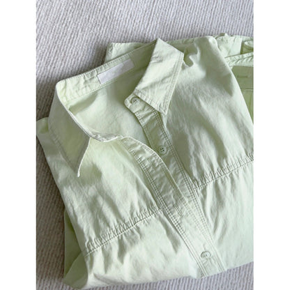 Pure cotton blue long-sleeved shirt