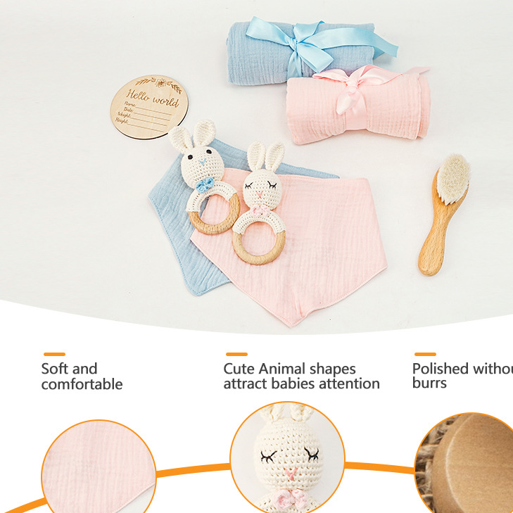 Pure Cotton Crochet Baby Rattle Toys Gift Set