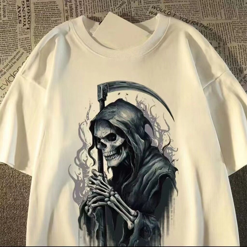 Pure cotton heavyweight printed short-sleeved T-shirt