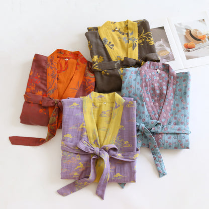 Pure Cotton Japanese-Style Kimono Robe