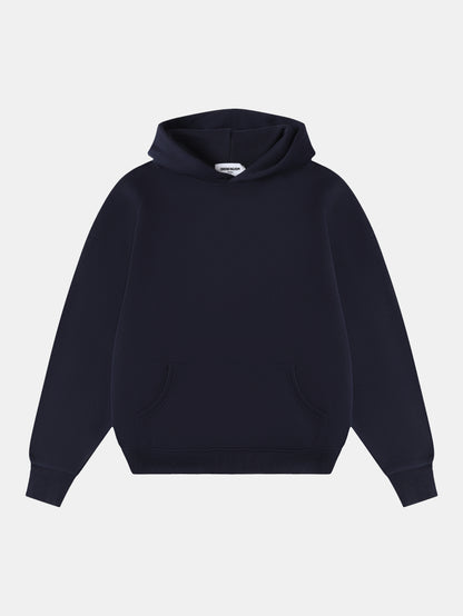 Pure cotton ripple-fleece short-sleeved wide-fit hoodie