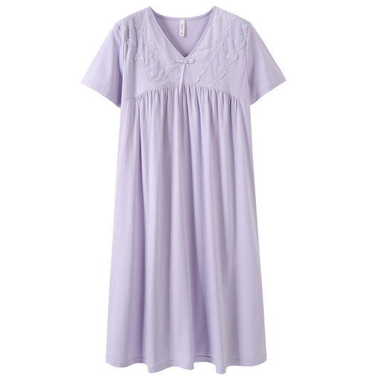 Pure cotton short-sleeved nightgown