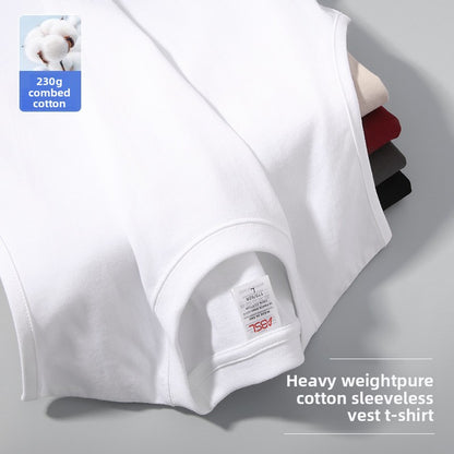 Pure cotton sleeveless vest T-shirt