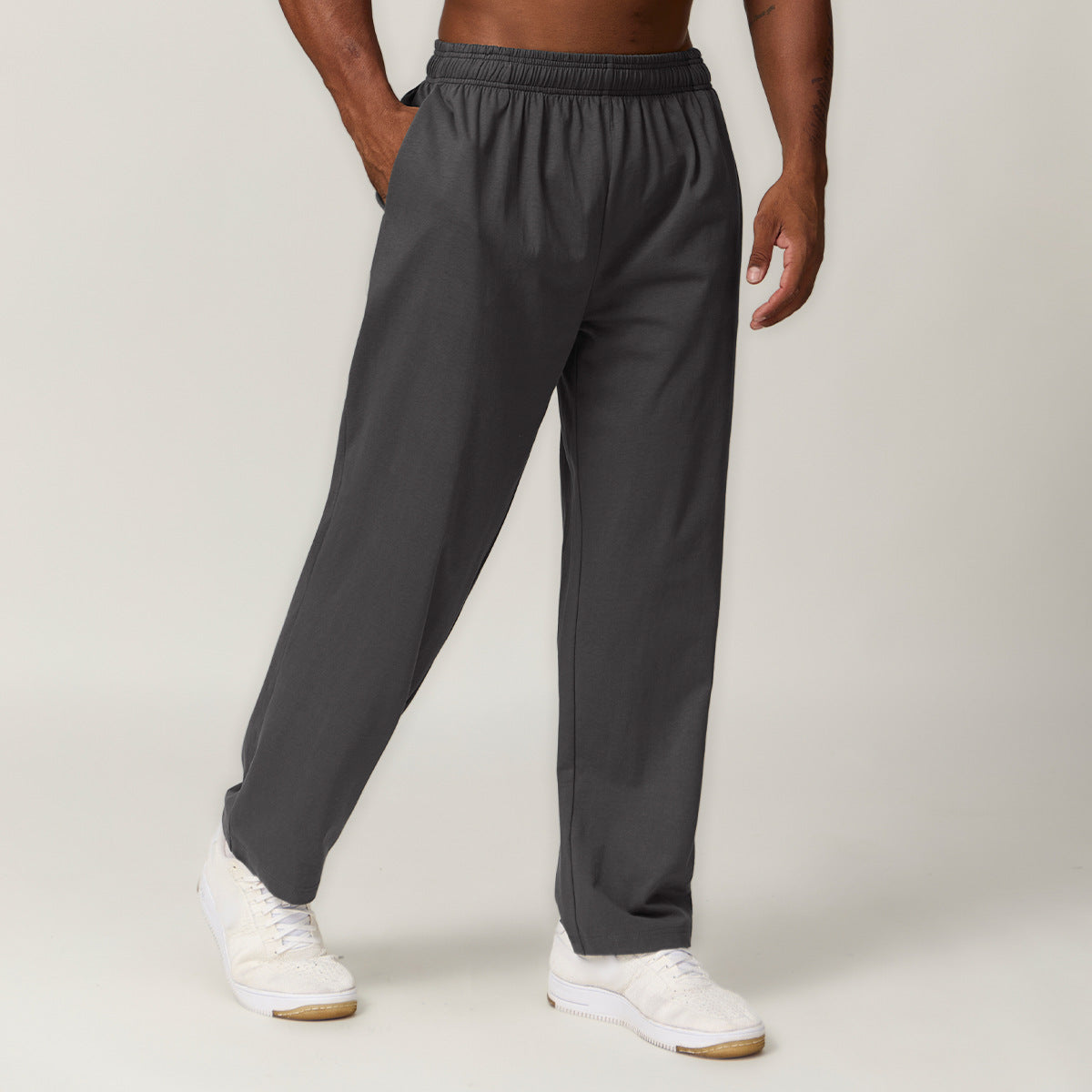 Pure Cotton Straight Leg Casual Trousers