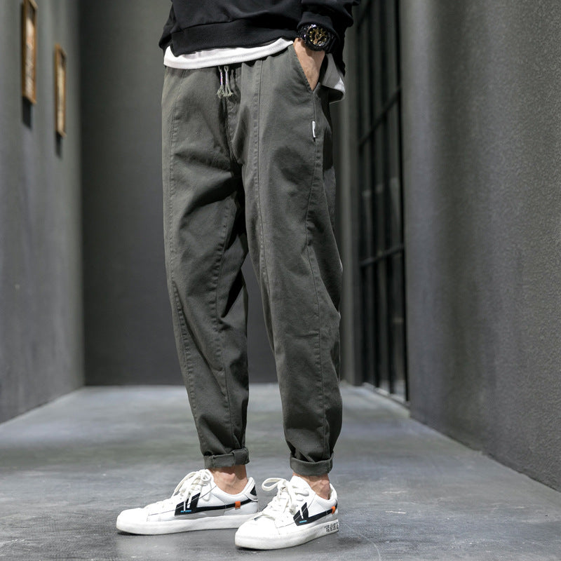 Pure cotton straight-leg tight-fitting sport pants