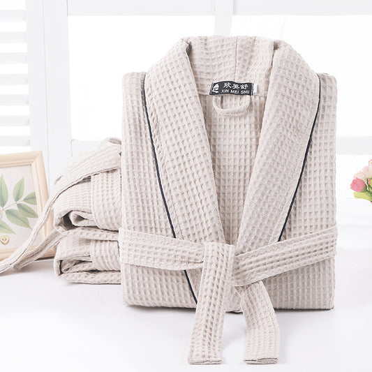 Pure Cotton Waffle Bathrobe