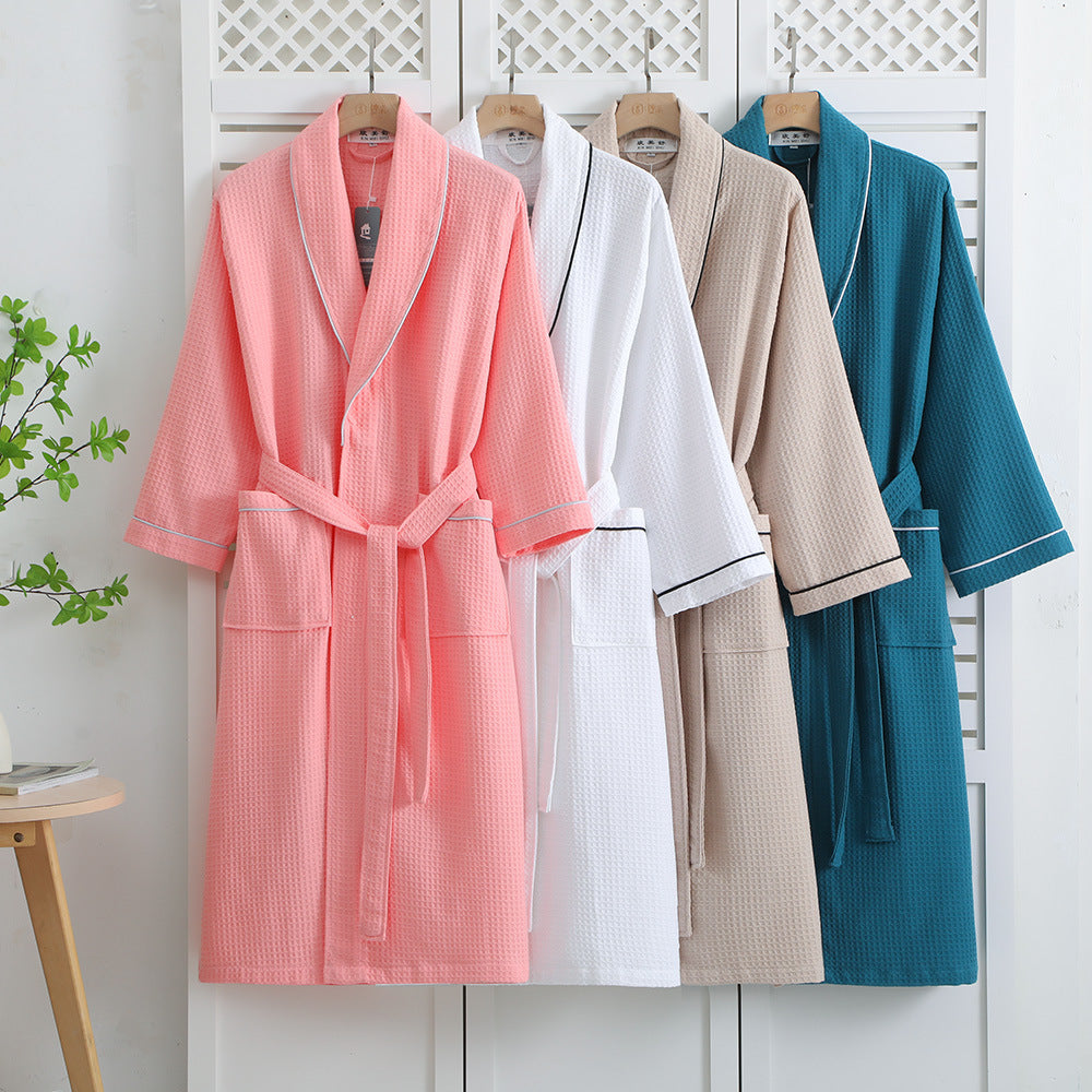 Pure Cotton Waffle Bathrobe