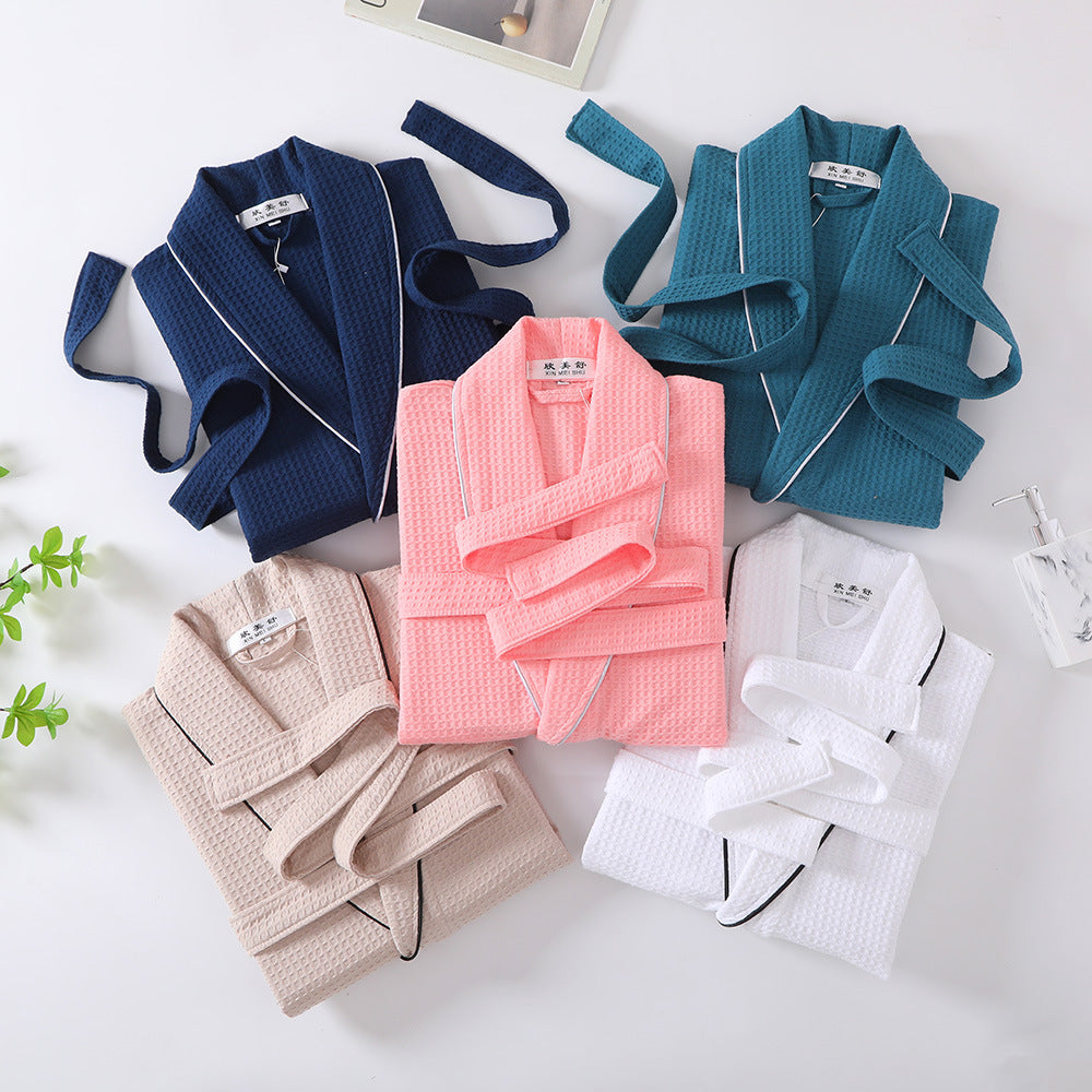 Pure Cotton Waffle Bathrobe