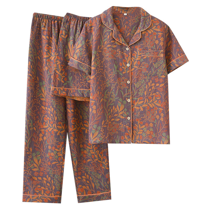 Pure Cotton Yarn-Dyed Jacquard Womens Pajama