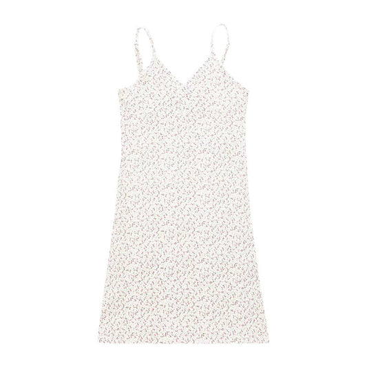 pure desire retro printed V-neck sling dress