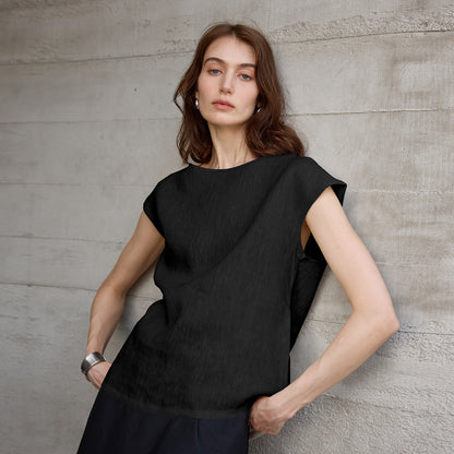 Pure Linen Flutter Sleeve T-shirt