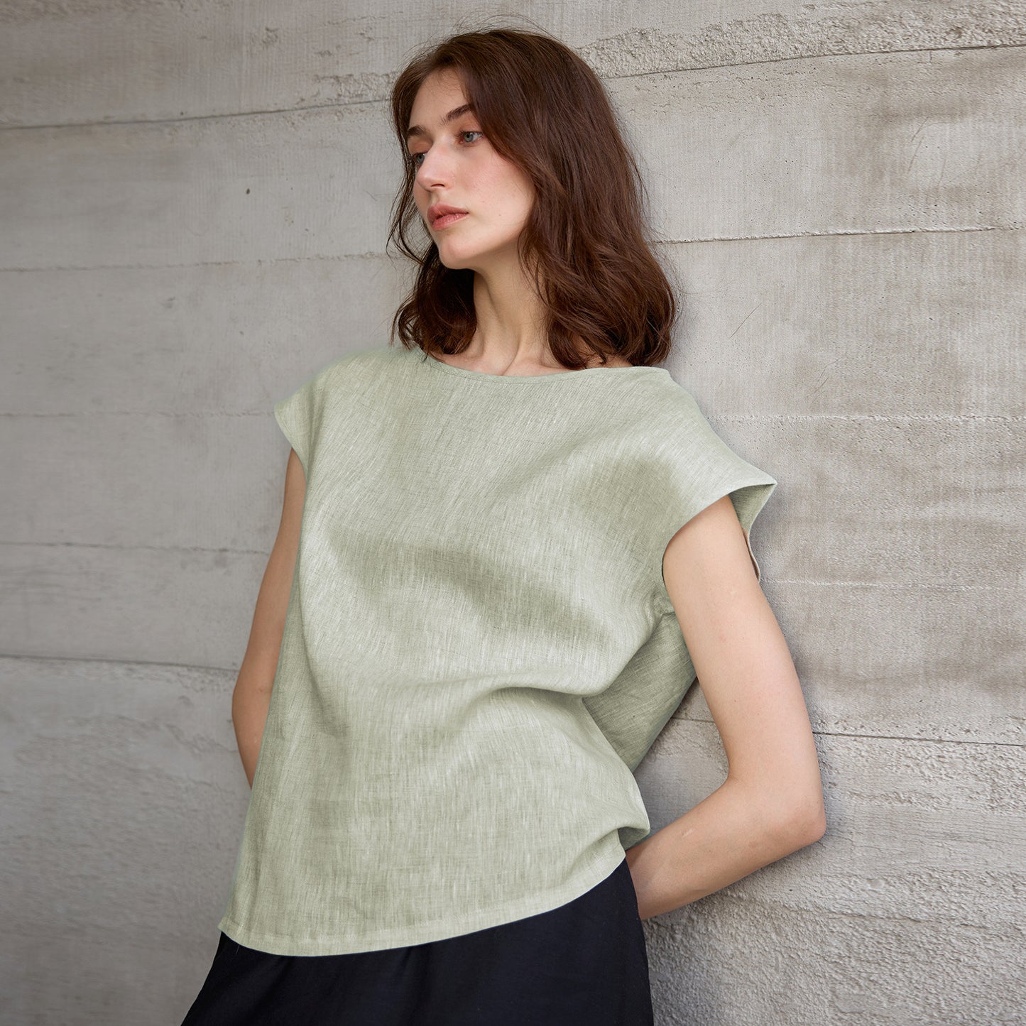 Pure Linen Flutter Sleeve T-shirt