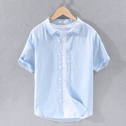 Pure Linen Men's Casual Short-Sleeved Shirt
