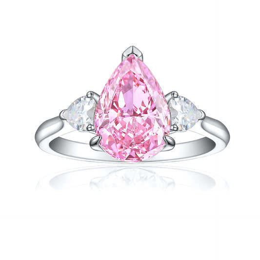 Pure silver high-carbon diamond ring