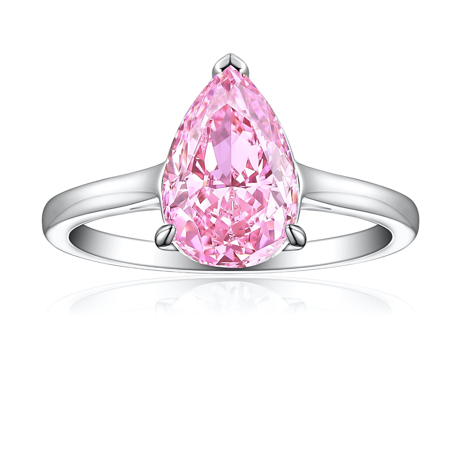 Pure silver high-carbon diamond ring