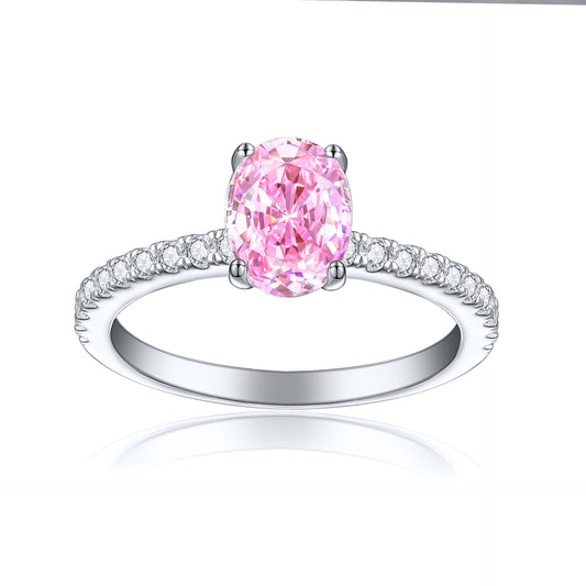 Pure silver high-carbon diamond ring