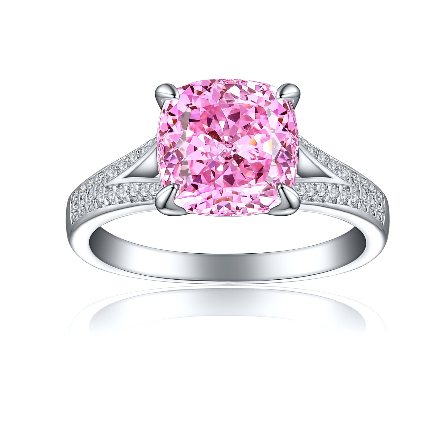 Pure silver high-carbon diamond ring