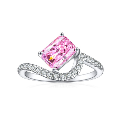 Pure silver high-carbon diamond ring