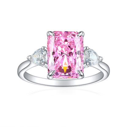 Pure silver high-carbon diamond ring