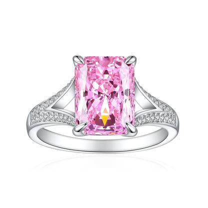 Pure silver high-carbon diamond ring