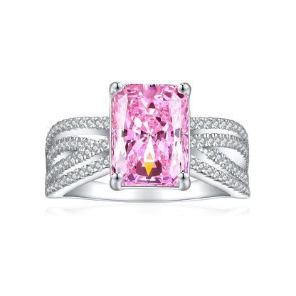 Pure silver high-carbon diamond ring