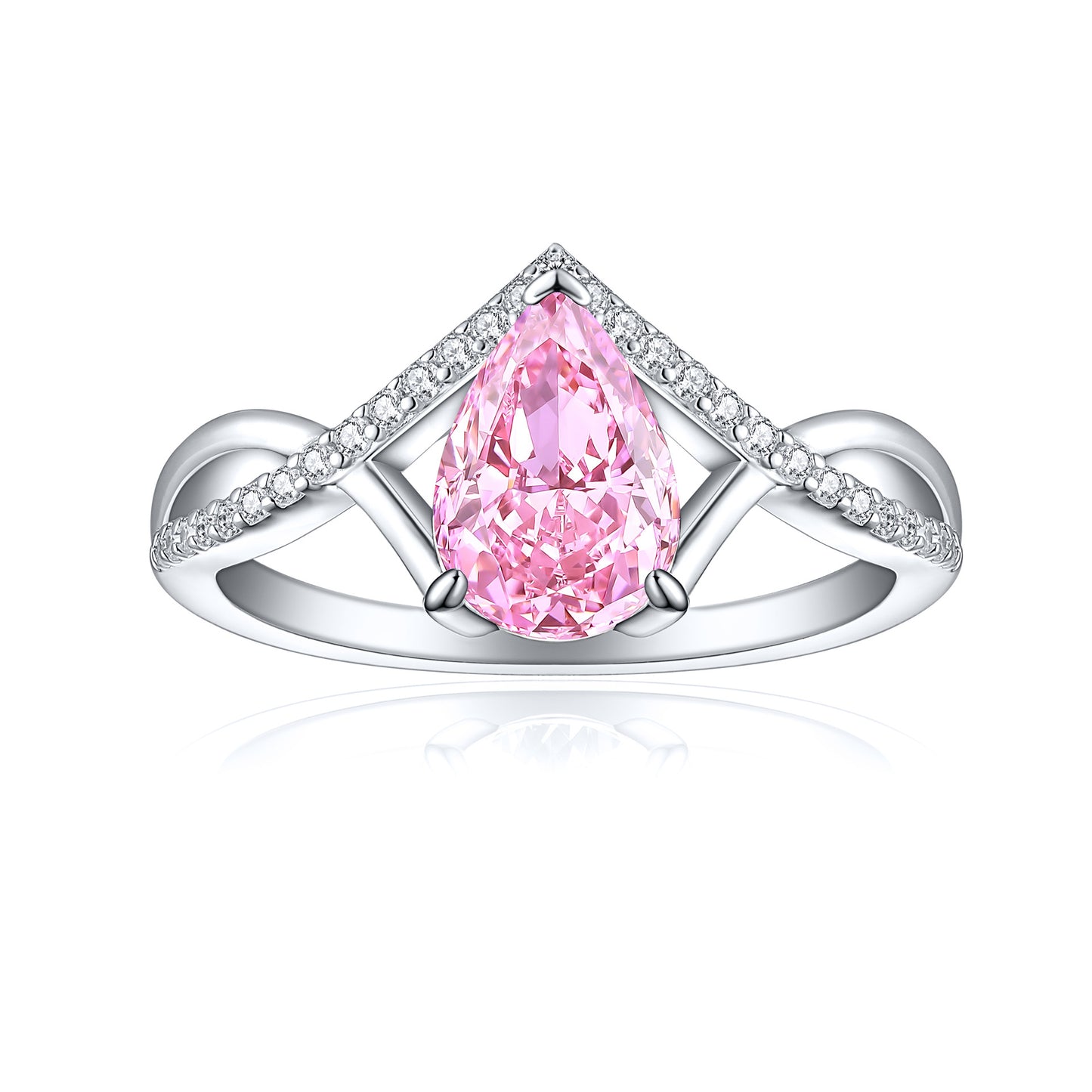 Pure silver high-carbon diamond ring