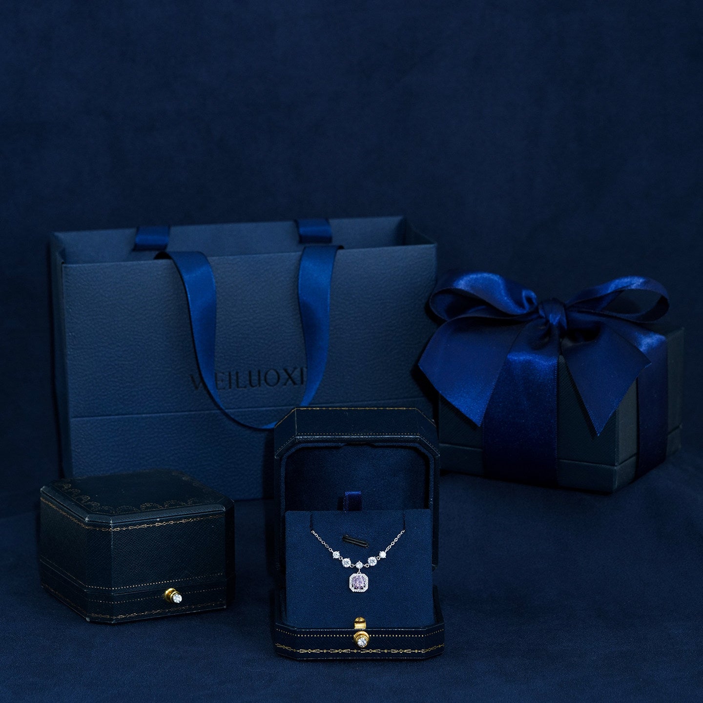 Pure Silver Moissanite Necklace with Gift Box