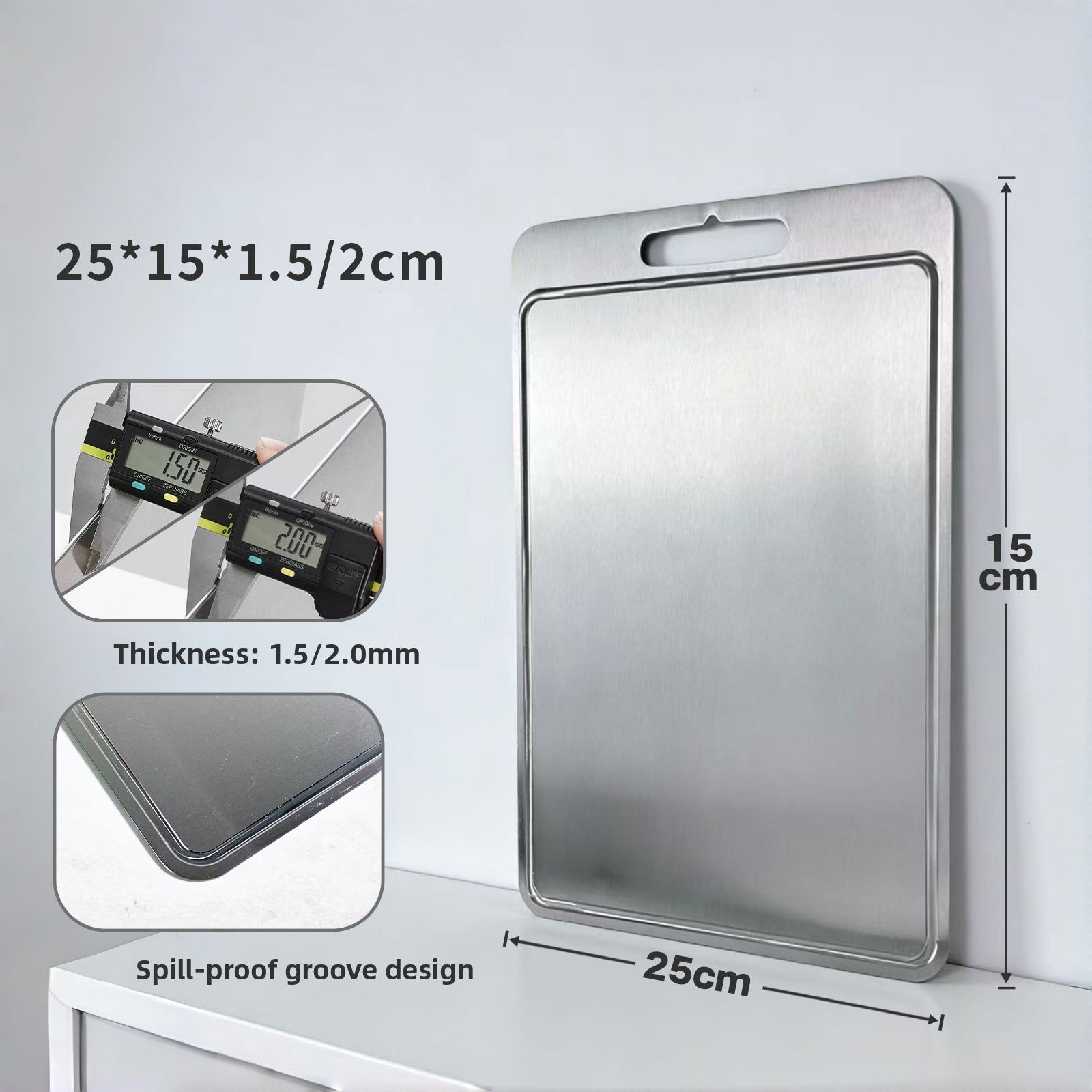 Pure Titanium Kitchen Cutting Board with Juice Groove