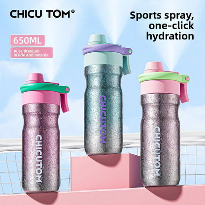 Pure titanium sports spray bottle