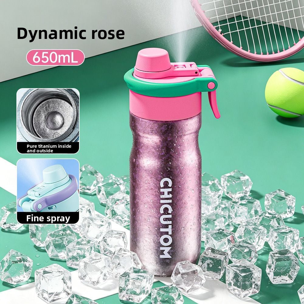 Pure titanium sports spray bottle