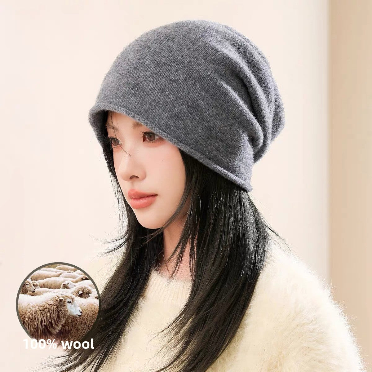 Pure Wool Knitted Beanie Hat