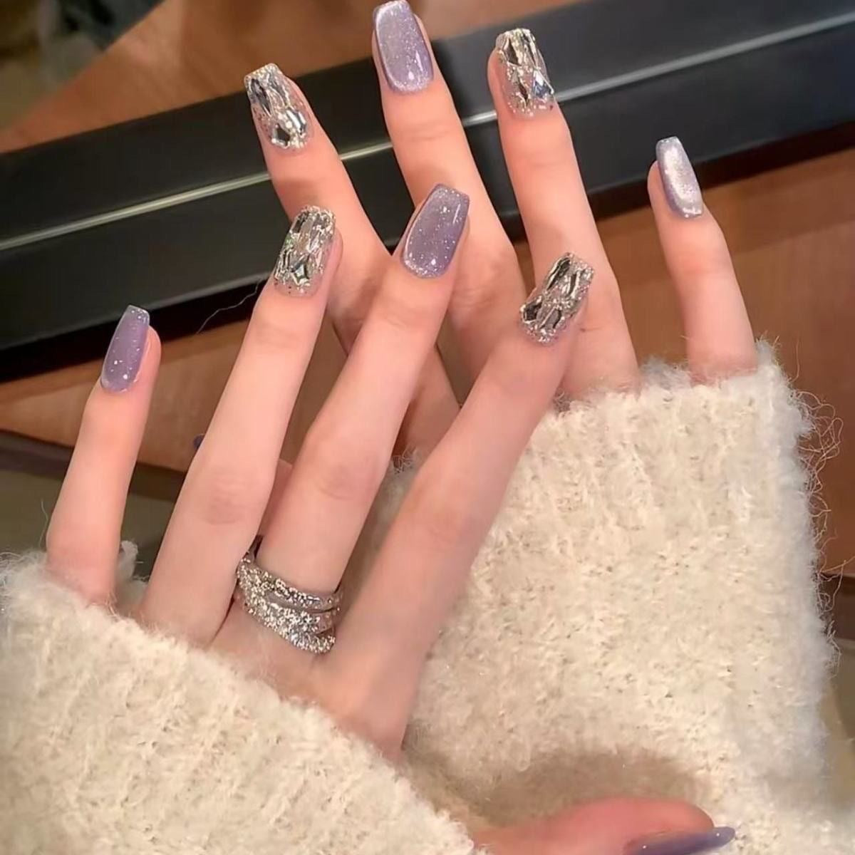 Purely Handmade Wearable Nail Stickers, Short Style, Melard Manicure, Light Luxury, High-End, Complexion-Enhancing Nail Patches