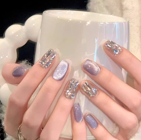 Purely Handmade Wearable Nail Stickers, Short Style, Melard Manicure, Light Luxury, High-End, Complexion-Enhancing Nail Patches