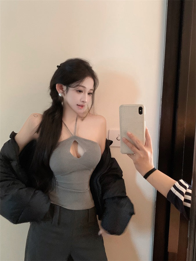 Purely passionate hot girl open-necked halter top