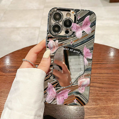 Purple Butterfly Electroplated Mirror Silicone Phone Case for iPhone