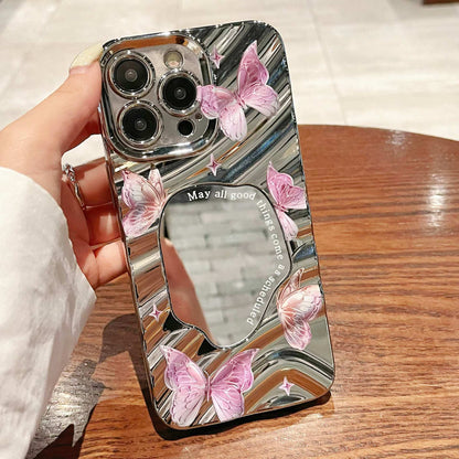 Purple Butterfly Electroplated Mirror Silicone Phone Case for iPhone