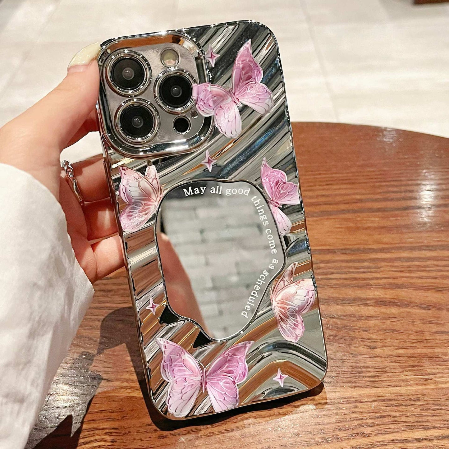Purple Butterfly Electroplated Mirror Silicone Phone Case for iPhone