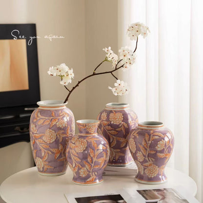 Purple ceramic vase