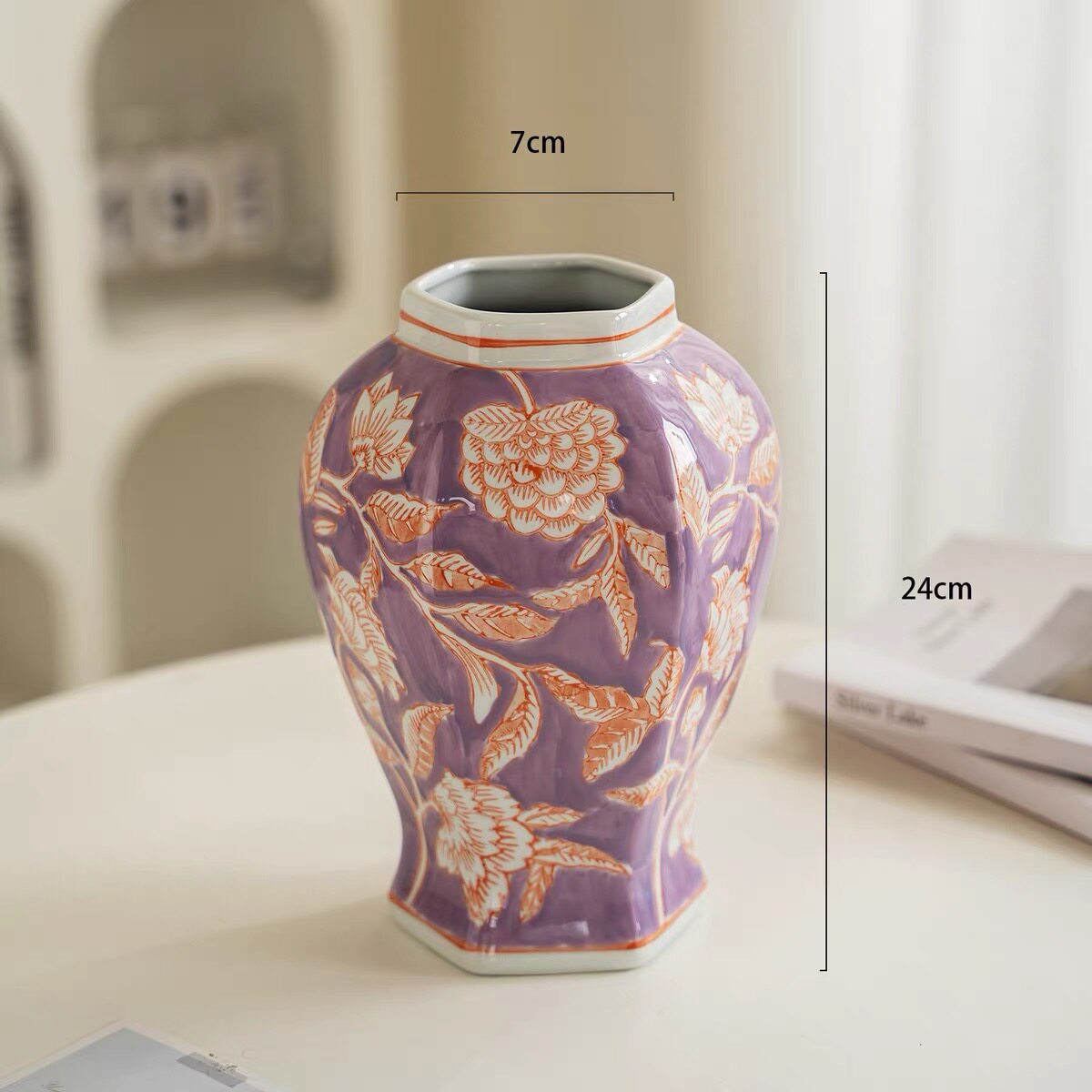 Purple ceramic vase