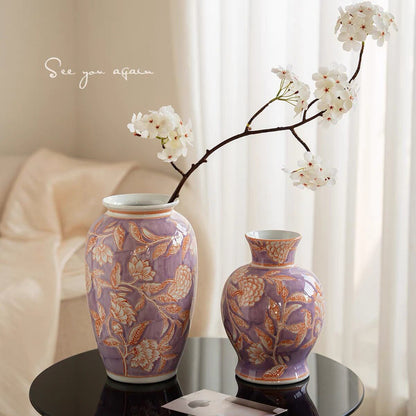 Purple ceramic vase